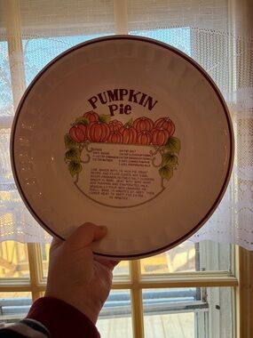 Pumpkin Pie Ceramic Recipe Pie Plate